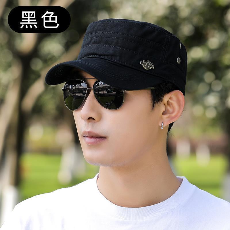 春秋男士平顶帽鸭舌帽薄款透气棒球帽中老年人简约百搭宽檐遮阳帽|undefined