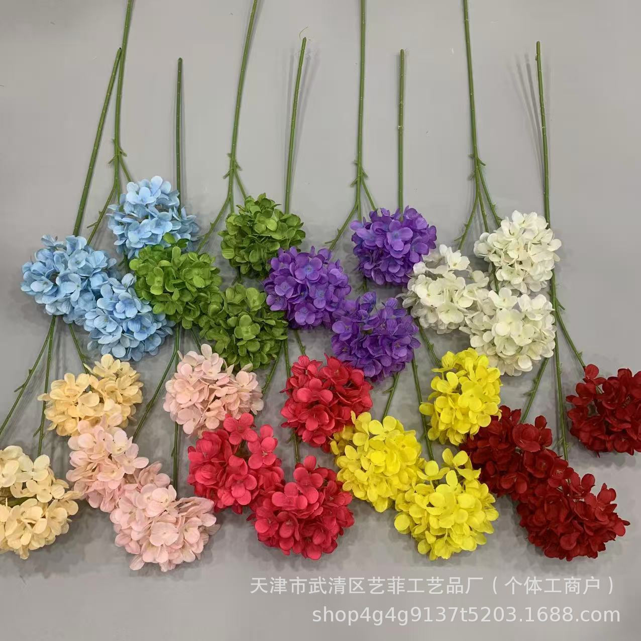 Artificial Flowers for Weddings, Hydrangea Fake Flowers for Decoration, Artificial Flower Scene Layout, Cross-Border Spot 3-Head Hydrangea Wholesale