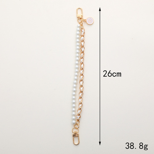 New pearl double chain mobile phone chain diy mobile phone case jewelry student water cup bag hand-made leather chain