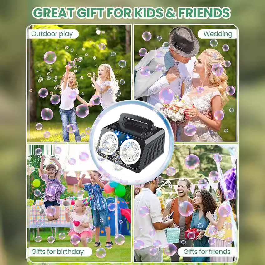 Máquina de burbujas de etapa transfronteriza eléctrica porosa soplando burbujas de mano máquina de burbujas portátil boda fiesta props regalo