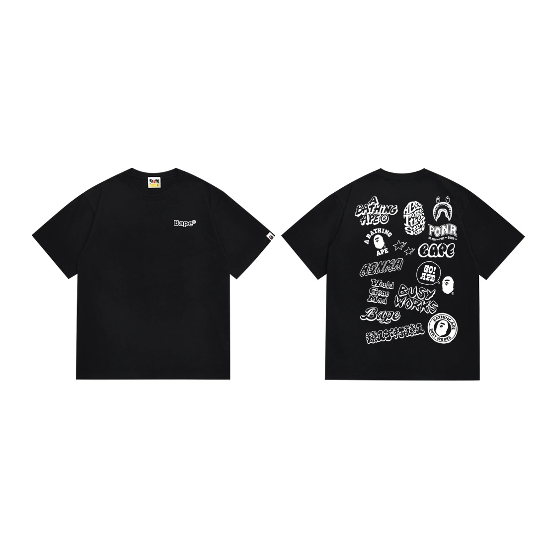 Короткая футболка повседневная с коротким рукавом (BAPE) двойной пряжи унисекс, разноцветная и размеры S–XXL