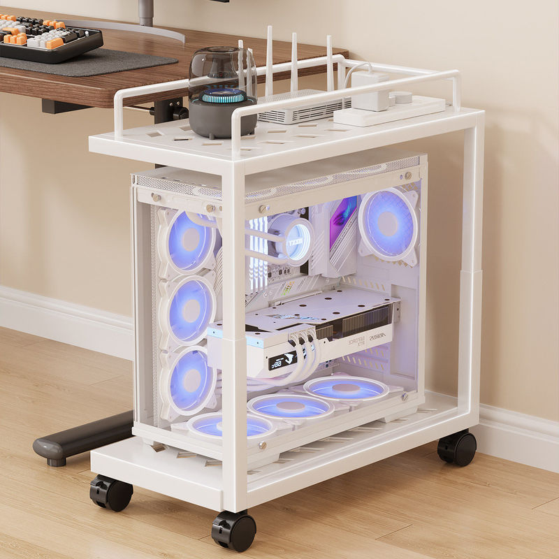 Mobile multi-layer chassis base with wheels, storage shelf, desktop computer stand, floor-standing household trolley Mobile multi-layer chassis base with wheels, storage shelf, desktop computer stand, floor-standing household trolley