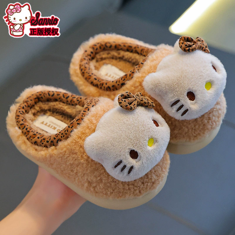 Домашние тапочки Hello Kitty для девочек утеплённые на флисе