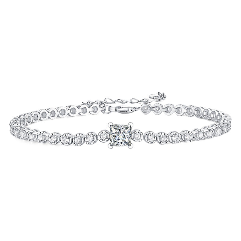 Pulsera s925 plata incrustaciones moissanite Cube pulsera Amazon Venta caliente joyería de plata en stock gran cantidad se puede enviar en nombre