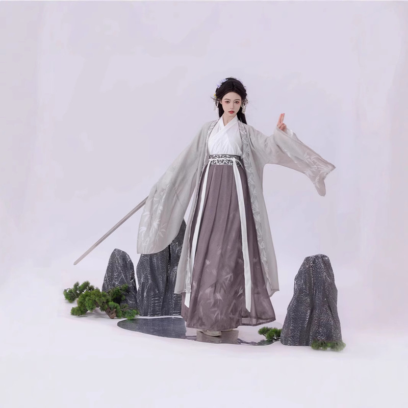 Original Hanfu Female Adult Wei Jin Feng Movie and TV Play Martial Arts [Bamboo Shadow] Student Waist-length Skirt Elegant Ancient Suit