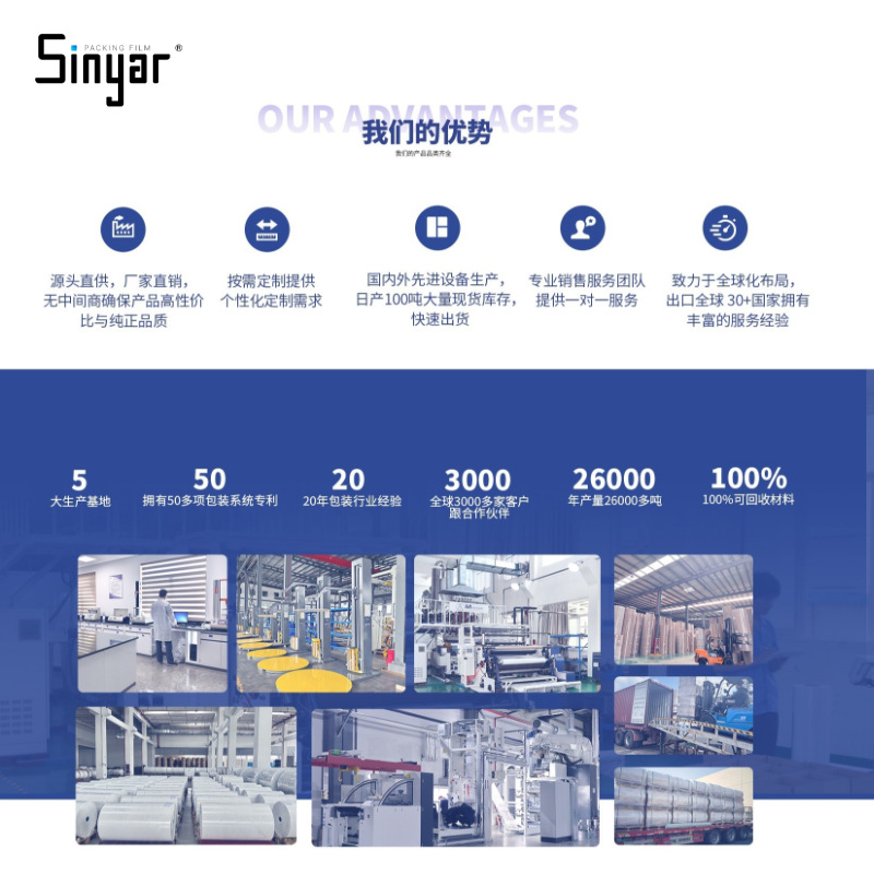 Film de Embalaje Estirable Impreso PE, Bobina, Logotipo, Varias Especificaciones