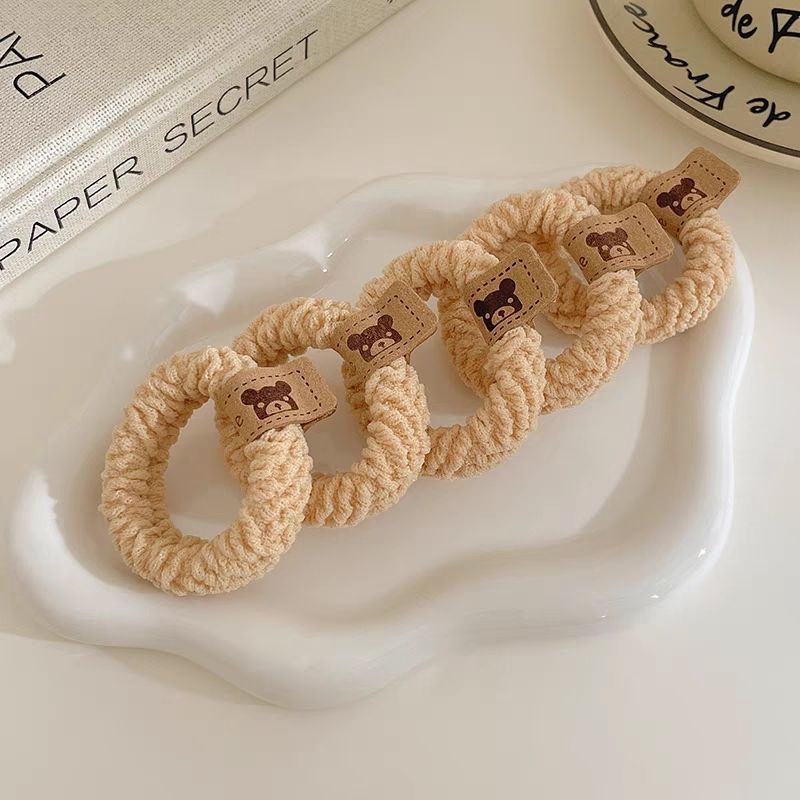 Elegante y lindo oso grueso cabeza cuerda de correa elástica alta mujer cabello nuevo cabello de galletas de cola de caballo alta cuerda de cabello