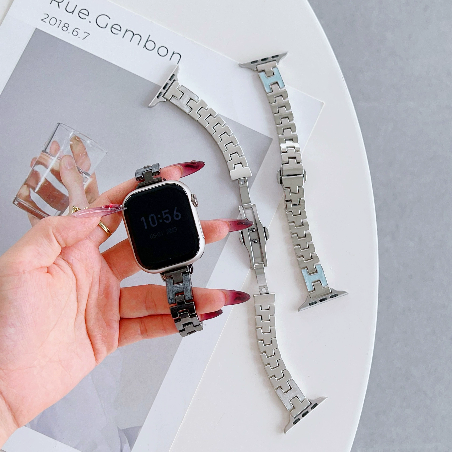 H-drop металлический браслет подходит для Apple iwatch5678910 поколения SE часы Huawei Redmi Xiaomi ремешок