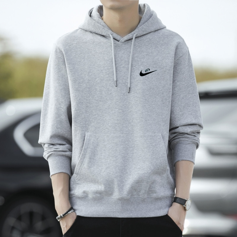 Hooded sweater men's autumn new men's solid color sweater sports youth loose top men's logo can be added