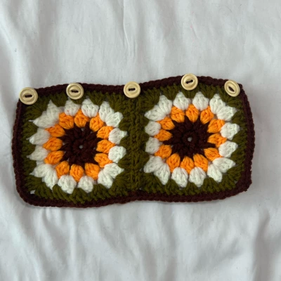 Shoulder Pads, Hand-Crocheted with Chrysanthemum, Seat belt shoulder pad - camel-green-flower-safety-belt-cover-1pcs-205x10cm