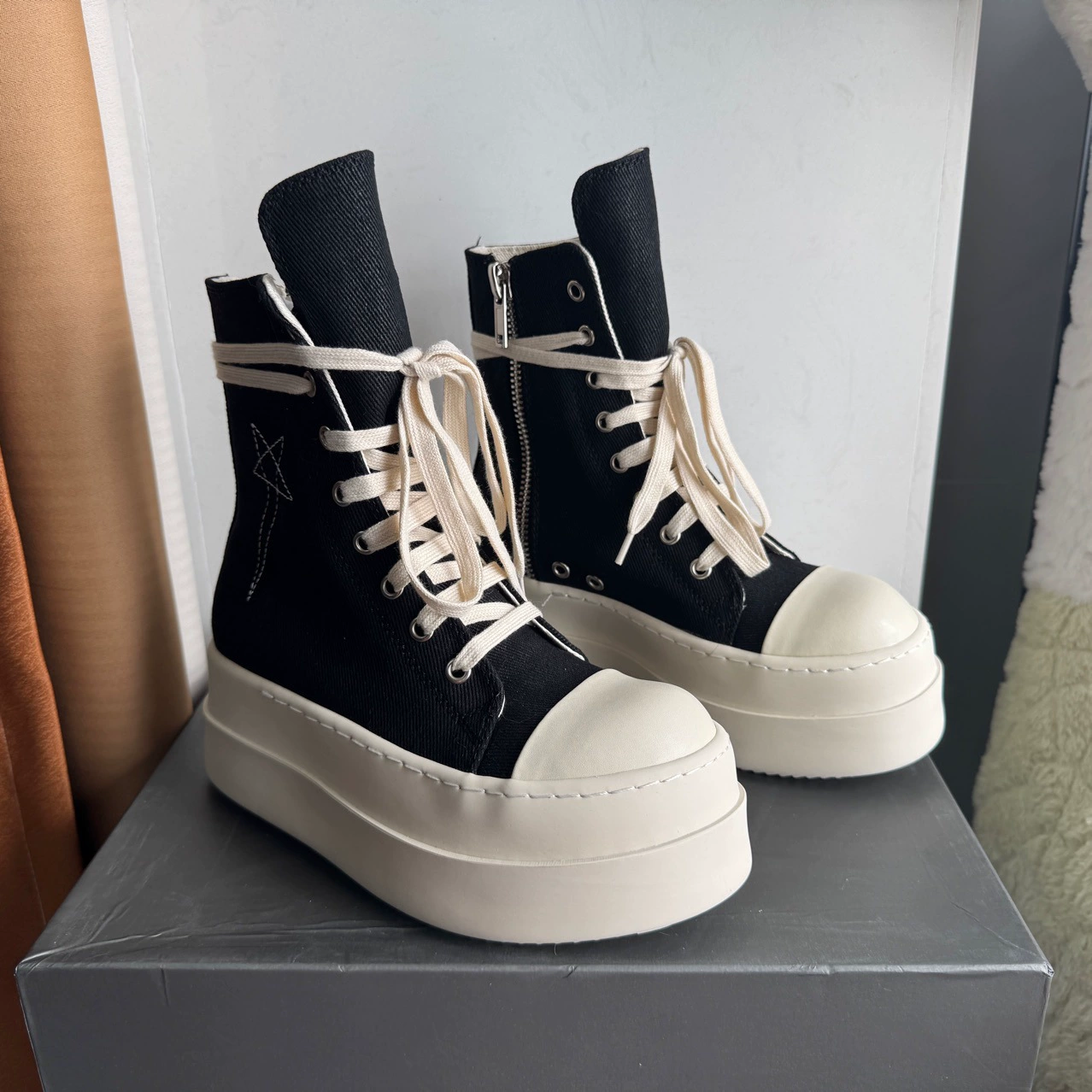 Высокие кеды casual, платформа, чёрные, мужские размеры 38–48