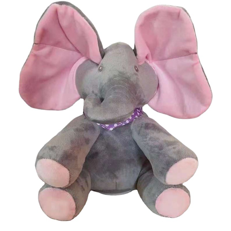 Cross-Border Source Factory Peek-A-Boo Elephant Electric Plush Elephant Family Interactive Toy That Can Sing and Has Ce Certificate
