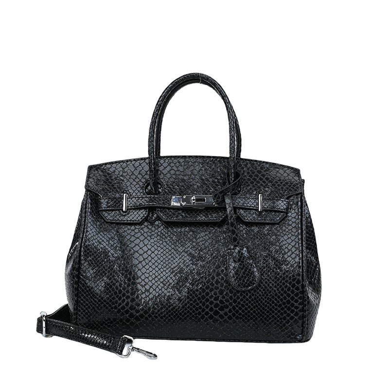 Amazon venta caliente de alta gama patrón de pitón bolso portátil Tote para mujer de alta calidad de gran capacidad bolso de mensajero de un solo hombro