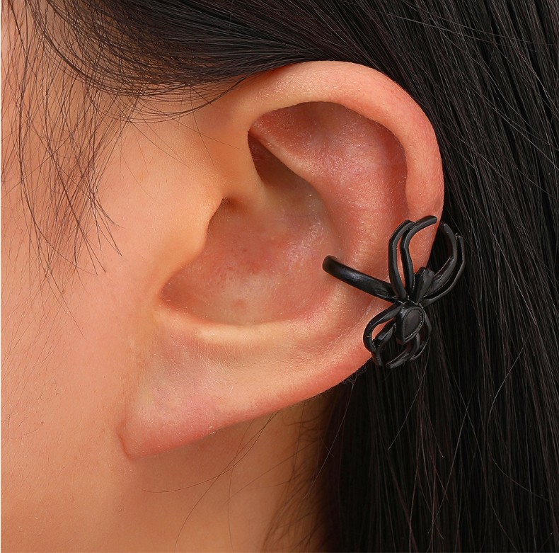 أسلوب بسيط العنكبوت سبيكة الورنيش الموقد امرأة مشابك الأذن 1 قطعة display picture 2