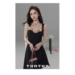 TUNT 春夏 ファウストのバラの妖精 フレンチヘビー花柄ドレス