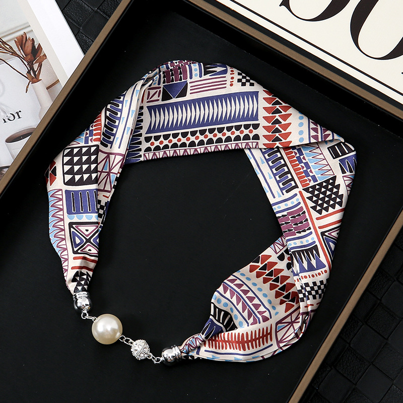 Nuevo clásico retro blanco y negro onda francesa punto de succión hebilla correa de cabello bufandas perezosas multipropósito temperamento collar clavícula hebilla