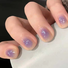 Fresh and Gentle Wind Nail Art False Nails Stickers Short Cheek Purple Sparkle Removable Wearable Nail Stickers Bulk