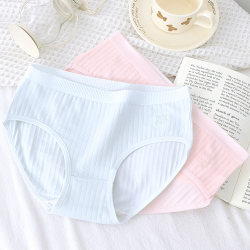 Women's summer thin pure cotton crotch seamless mid-waist underwear for girls, cotton Japanese women's large size triangle shorts