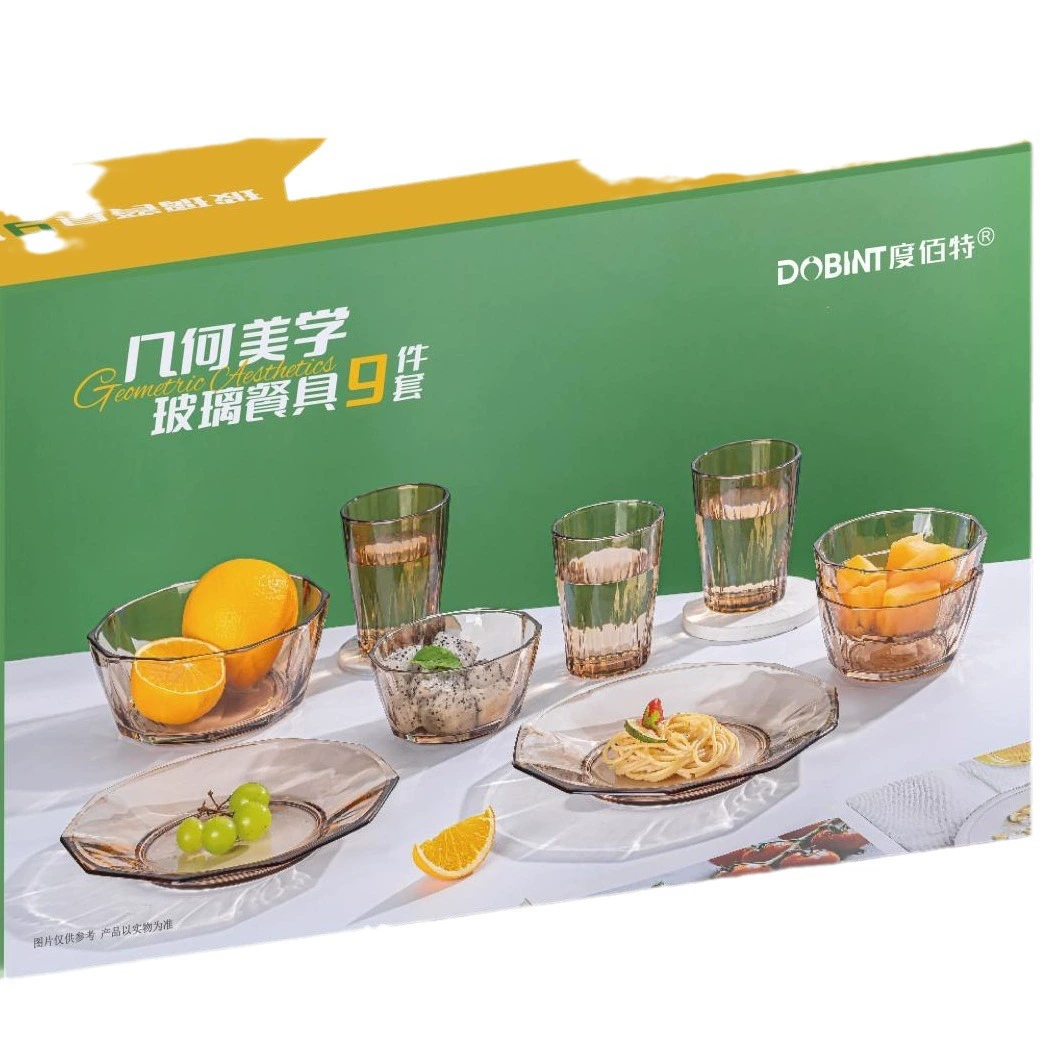 Geometric tableware, creative glass set, 9 pieces, Birthday gift