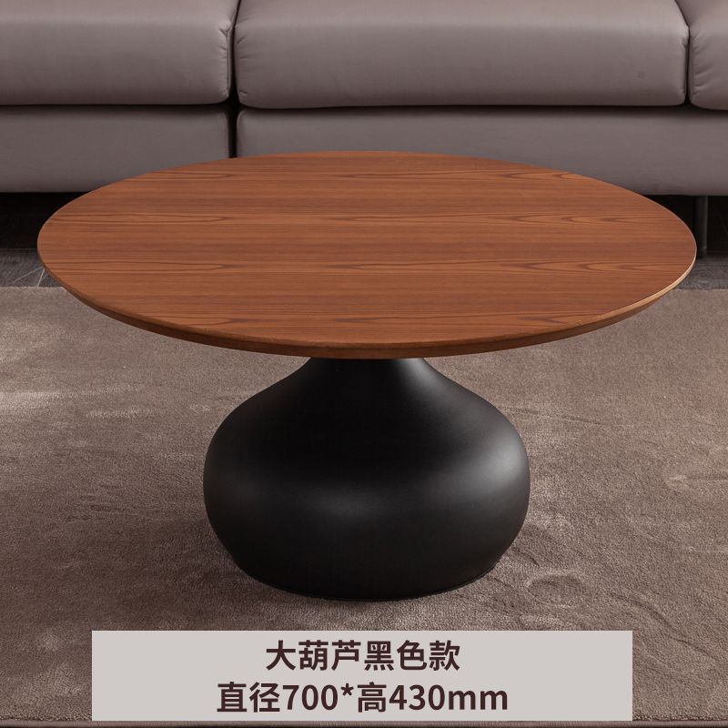 奶油北欧风实木茶几客厅家用ins风全套简约现代网红爆款圆形茶几|undefined