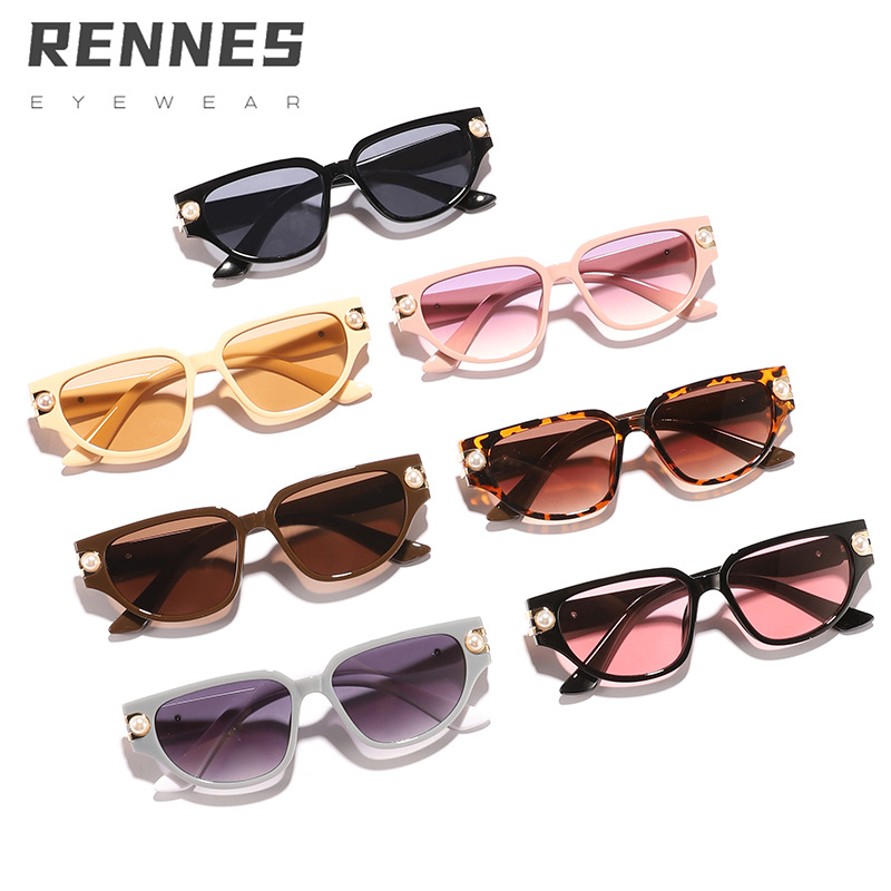 2024 nuevo marco pequeño transfronterizo moderno ojo de gato perla tendencia gafas de sol Europa y América de alta gama ropa de calle imprescindible