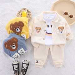 男童秋季套裝2024新款兒童燈芯絨洋氣小童春秋款寶寶衣服三件套潮