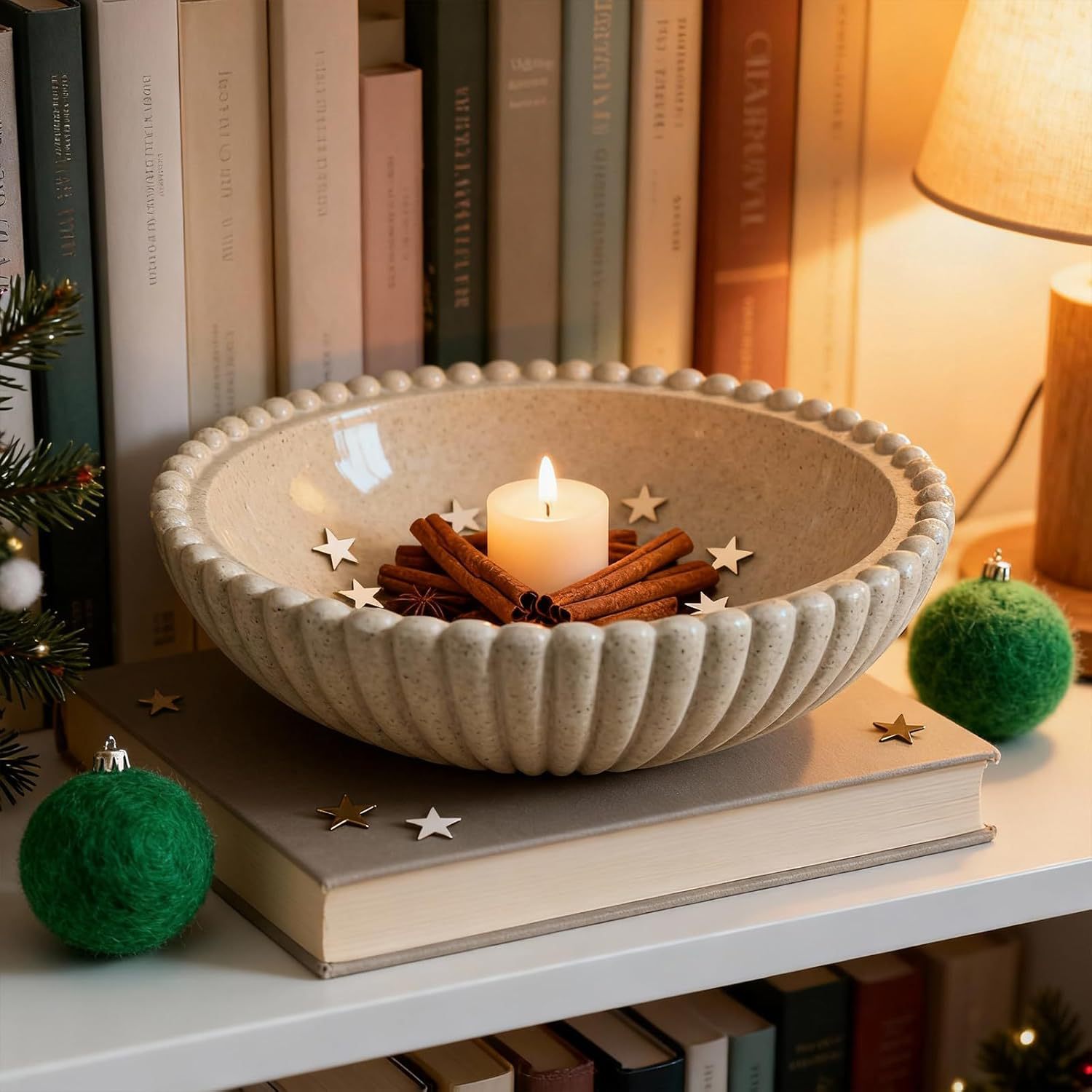 侘寂风竖纹水泥收纳碗 玄关钥匙首饰收纳盘 桌面装饰摆件