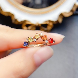 Factory wholesale explosions natural color blue treasure ring S925 silver inlaid main stone 3*3 selling Europe and the United States a generation of hair