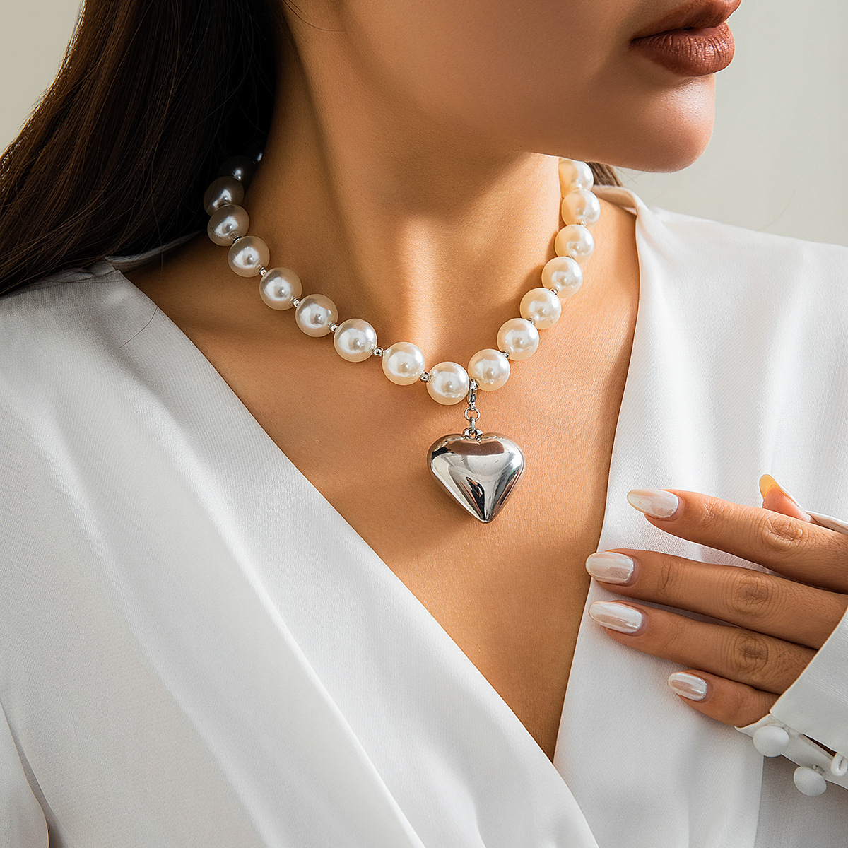 Glam Übertrieben Geometrisch Ccb Künstliche Perle Perlen Überzug Valentinstag Frau Halskette display picture 49