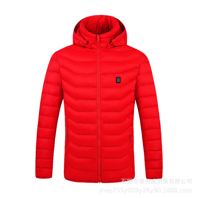 Abrigo de algodón con calefacción inteligente de invierno, control único, chaqueta de algodón con calefacción eléctrica de nueve zonas, chaqueta con capucha, abrigo de algodón con calefacción eléctrica de temperatura constante