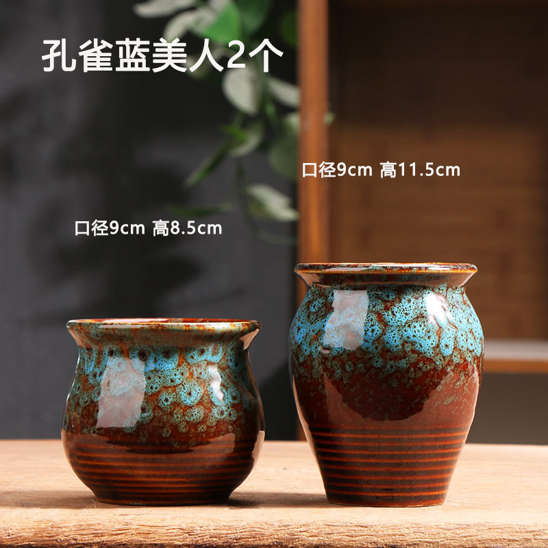 Gran belleza azul fábrica de macetas de carne doméstica directa cerámica especial maceta de cerámica al por mayor