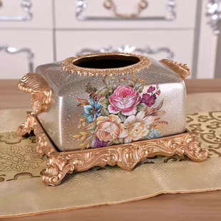 European-style Tissue Box Living Room Household High-end Resin Luxury Coffee Table Creative Simple Paper Box Home Decoration Ornaments