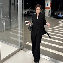 小西装外套女春秋新款减龄韩版休闲宽松小个子感中长西服套装