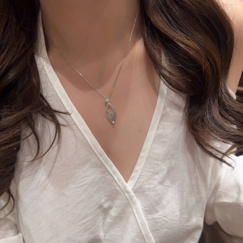 Vintage中古风点钻拉丝羽毛项链耳钉爆闪精致时尚小众设计感套装|undefined