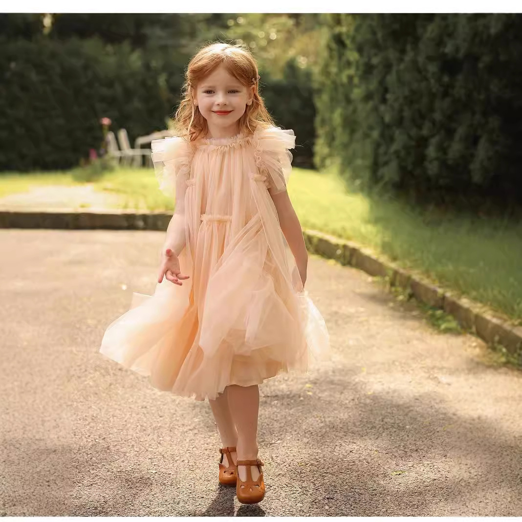 Spot Summer Style Girls' Fashionable Princess Dress 2-3 Years Old Girls Elegant Dress Skirt Fluffy Girl Flying Sleeve Dress