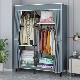 Simple wardrobe household bedroom cloth wardrobe steel pipe thickening reinforced rental room dedicated wardrobe student single dormitory
