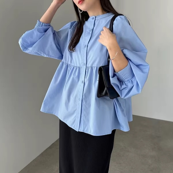 Cross-Border Japanese Rakuten Summer New Japanese-Style Loose Puff Sleeve Shirt for Women with a Stylish Design and Long Sleeves Cross-Border Japanese Rakuten Summer New Japanese-Style Loose Puff Sleeve Shirt for Women with a Stylish Design and Long Sleeves