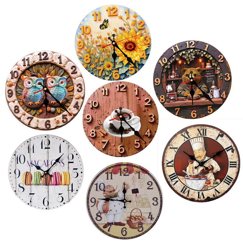 2D sin marco pintura flor reloj de pared redondo de 10 pulgadas reloj electrónico minimalista creativo hogar escaneo segundo reloj de venta caliente transfronteriza