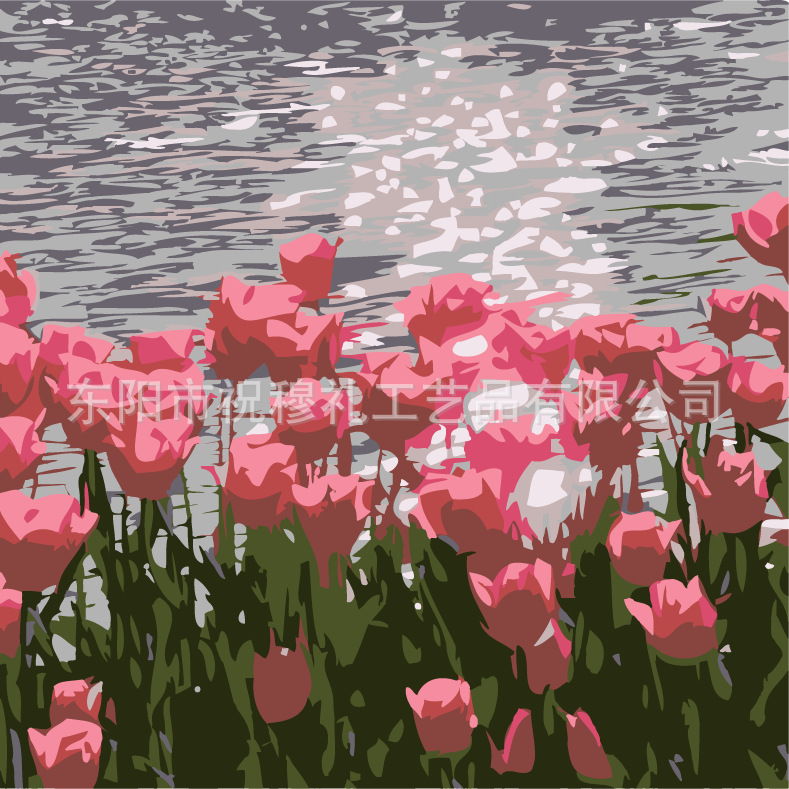 DIY digital pintura al óleo tulipán hecho a mano paisaje color pintura estudiante niños educativos color pintura relleno pintura al por mayor