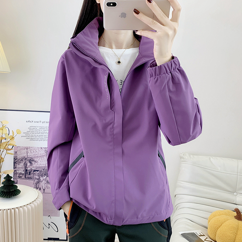 Primavera y otoño al aire libre ropa de asalto para mujeres delgada transpirable alpinismo con capuz cardigan chaqueta impermeable a prueba de viento camisa de senderismo