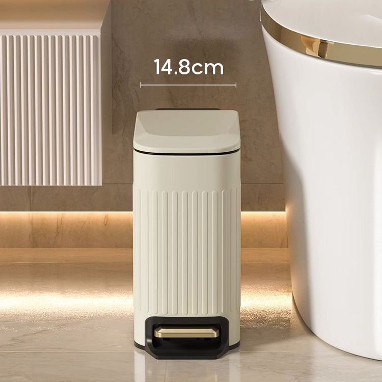 Free Shipping Cross-Border Bathroom Foot Pedal Striped Stainless Steel Trash Can for Home Bedroom and Living Room with Lid