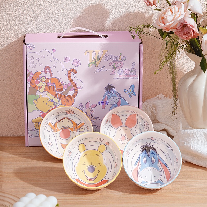 Winnie the Pooh Ceramic Rice Bowl Kidsren's Household Personal Bowl 2025 New High-Value Tableware