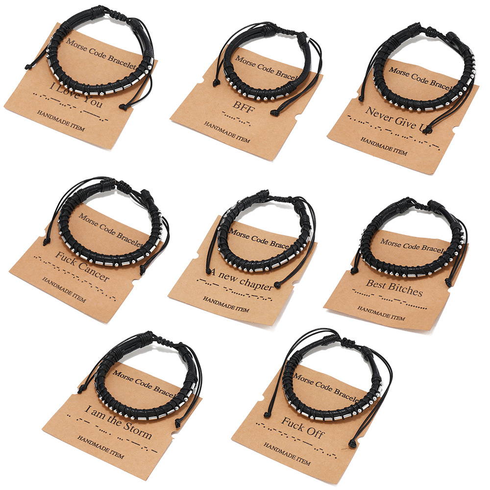 Punk Geometric Stainless Steel Pu Leather Men's Bracelets display picture 1