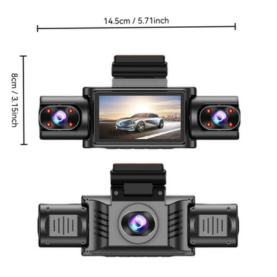 Driving recorder dashcam with wide-angle parking monitoring - xc404-three-lens-camera-wifi