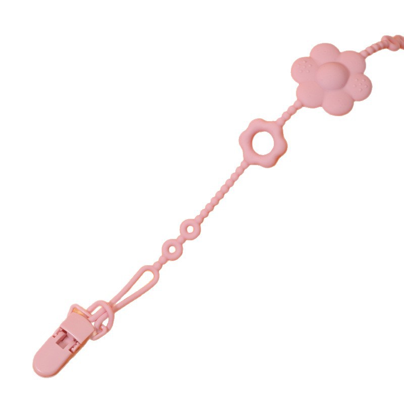Suministro directo de fábrica de chupetes para bebés y niños pequeños Hebilla de cadena de silicona Clip de cadena de chupete Cadena anti-caída de silicona para bebés