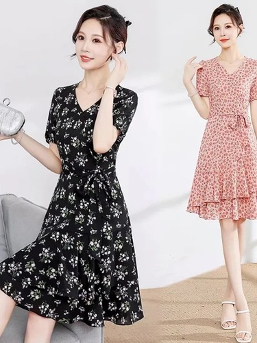 Gentle Breeze French Vintage Floral Puff Sleeve Collar Dress 2025 Summer Slimming Waist Dress for Girls