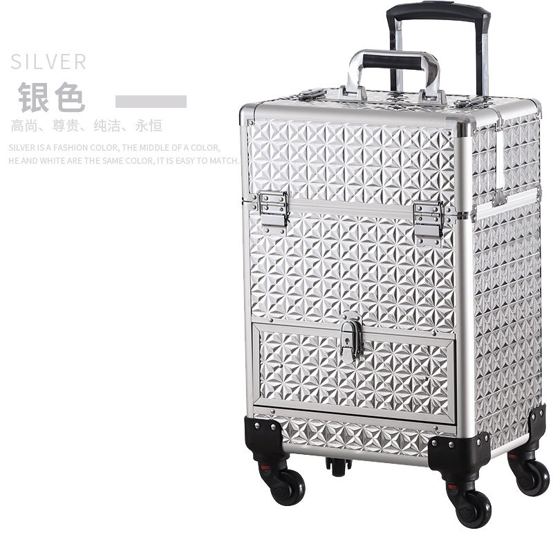 Profesional carro cosmético caso de uñas tatuaje bordado pelo caja de almacenamiento maquillaje artista Caja de Herramientas fábrica pelo liso