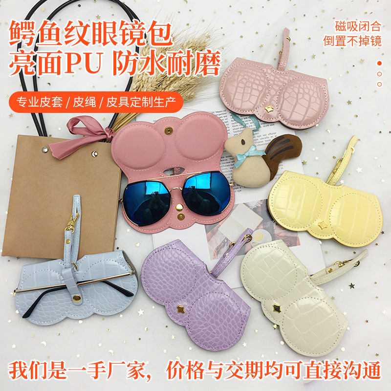 Crocodile Pattern Glasses Bag ins Large Glasses Bag Sunglasses Holder Portable Fashion Cartoon Cute Glasses Box Sunglasses Case Crocodile Pattern Glasses Bag ins Large Glasses Bag Sunglasses Holder Portable Fashion Cartoon Cute Glasses Box Sunglasses Case