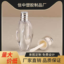 彩妆管厂家透明浅米色多盖唇釉管电镀瓶身异形塑料化妆品包材批发