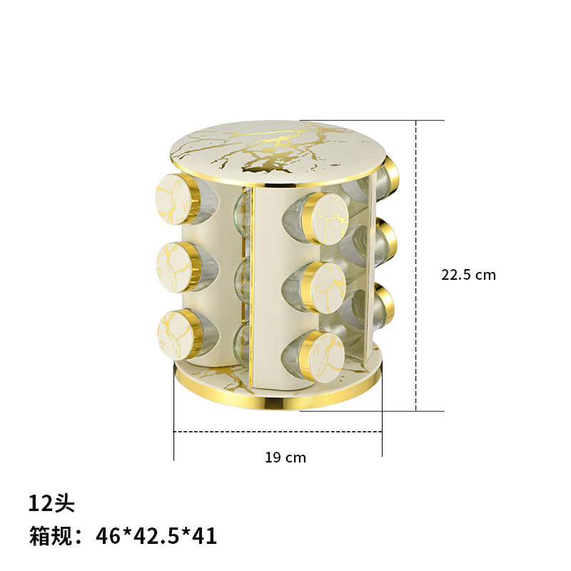 Botella de condimento de cocina estante conjunto redondo mármol estante de condimento de acero inoxidable estante giratorio